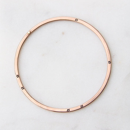 Load image into Gallery viewer, BRC-14K 14k Rose Gold Flat Hand Stamped Bangle ~ &amp;quot;The future belongs to those who believe...&amp;quot;
