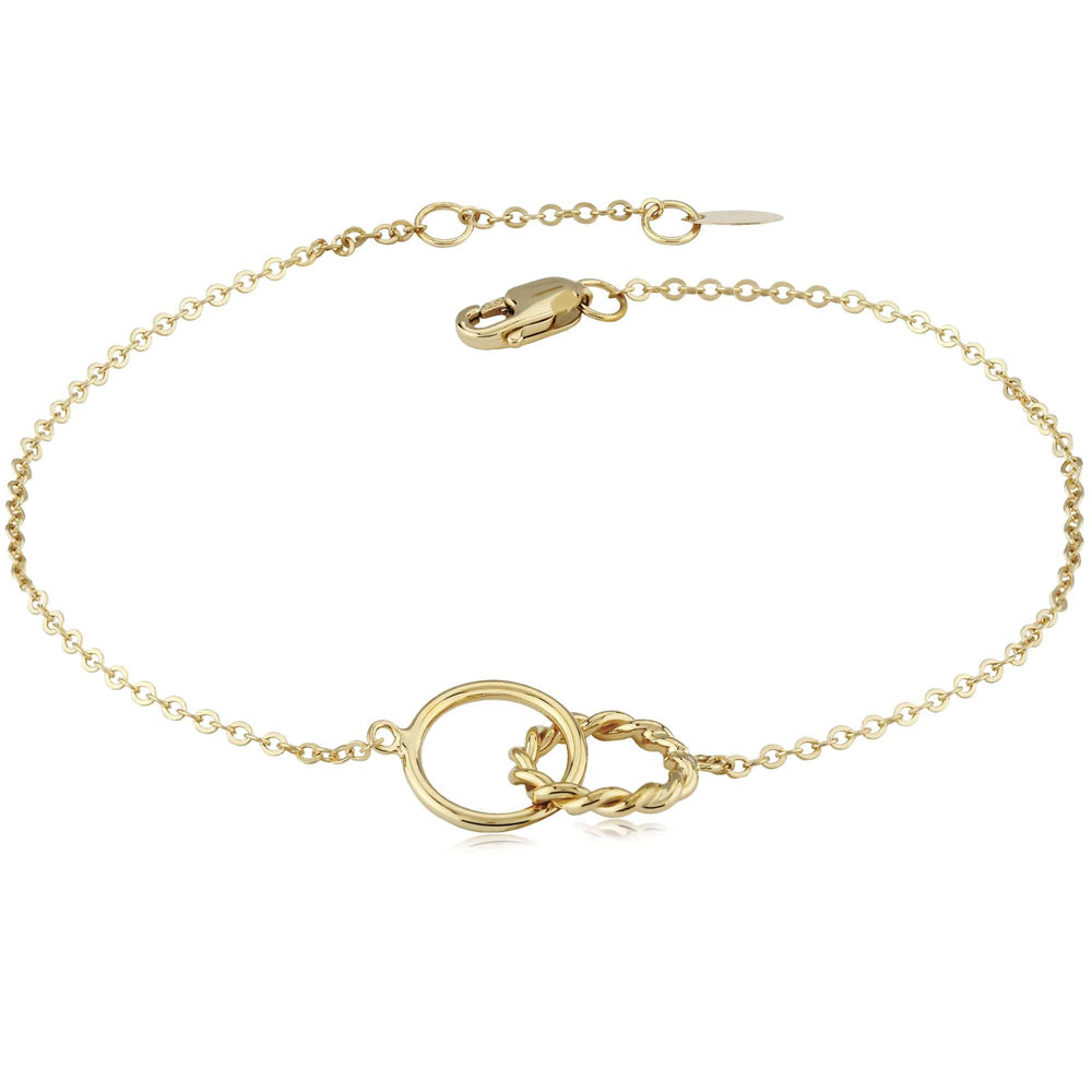 BRC-14K 14k Twist & Plain Interlocking Rings Bracelet