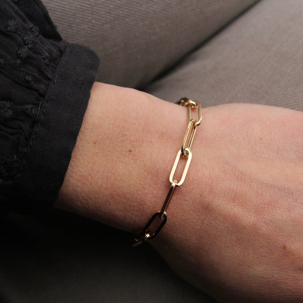 
                      
                        BRC-14K 14k Yellow Gold Large Paperclip Chain Bracelet
                      
                    