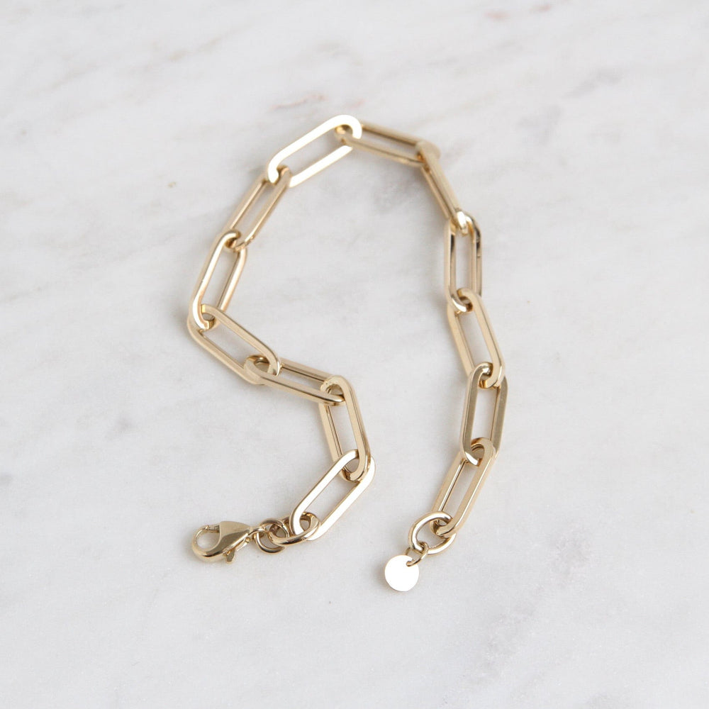 
                      
                        BRC-14K 14k Yellow Gold Large Paperclip Chain Bracelet
                      
                    