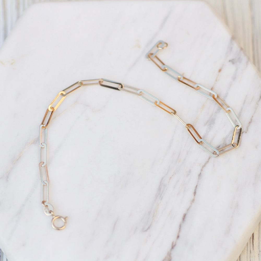 
                      
                        BRC-14K 14K Yellow Gold Mini Paperclip Chain Bracelet
                      
                    