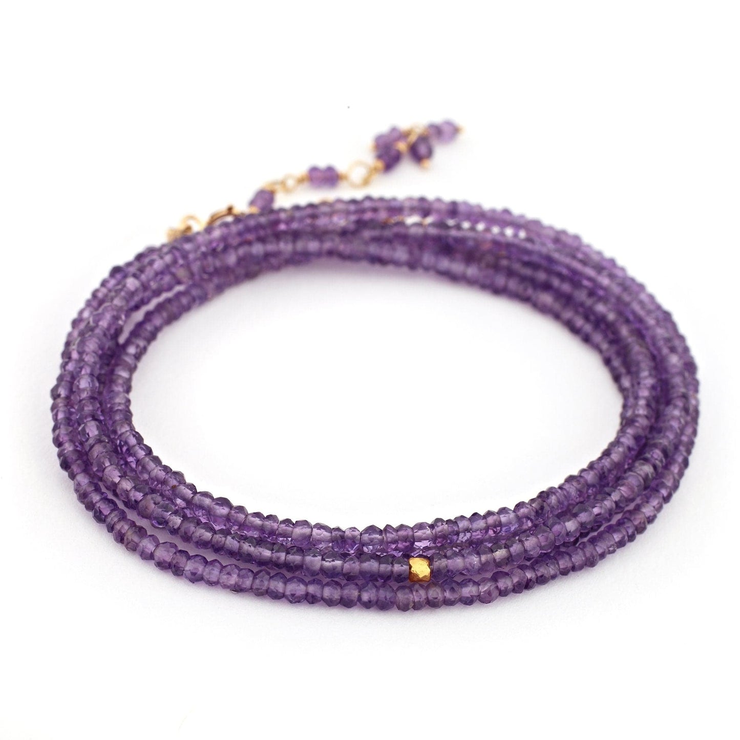 BRC-14K 34 In Amethyst Wrap Brc W/ 18K Hex Bead & 14k Clas