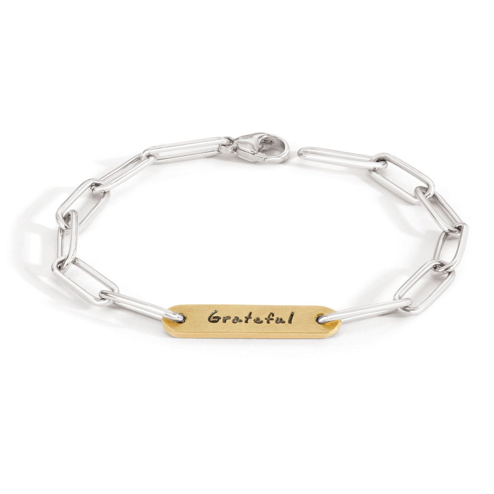 BRC-14K 5.2mm Silver & Gold Grateful Flat Bar Bracelet