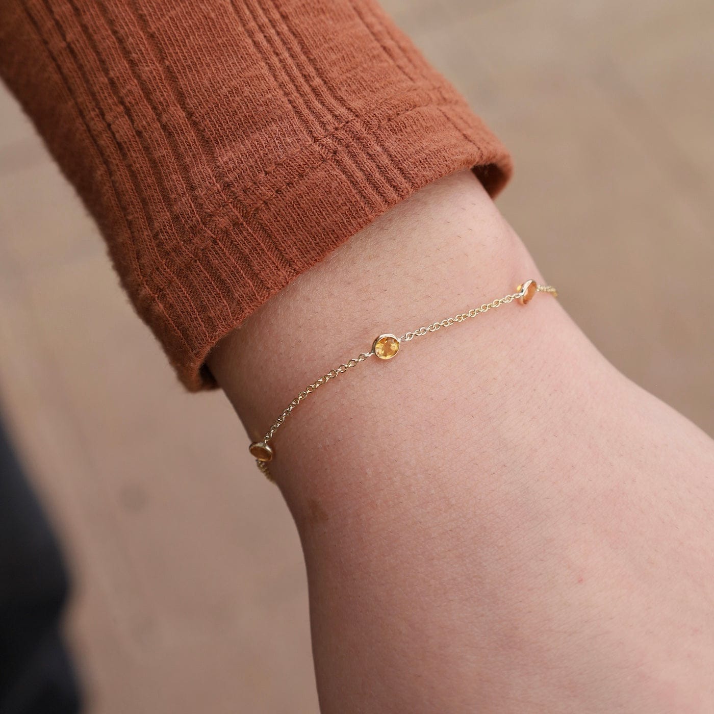 BRC-14K Citrine Station Bracelet