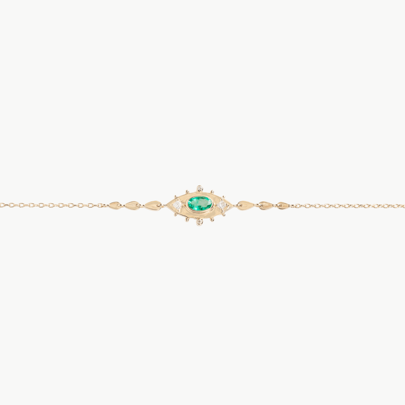 BRC-14K Emerald Eye And Diamond Bracelet