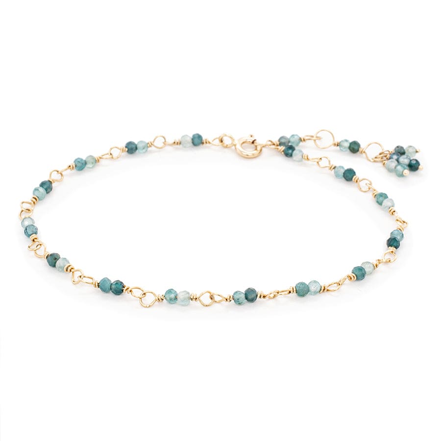 BRC-14K Hand-Tied Natural Gemstone Bracelet - Teal Grandid