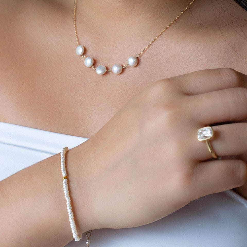 BRC-14K Pearl Single Wrap Gemstone Bracelet