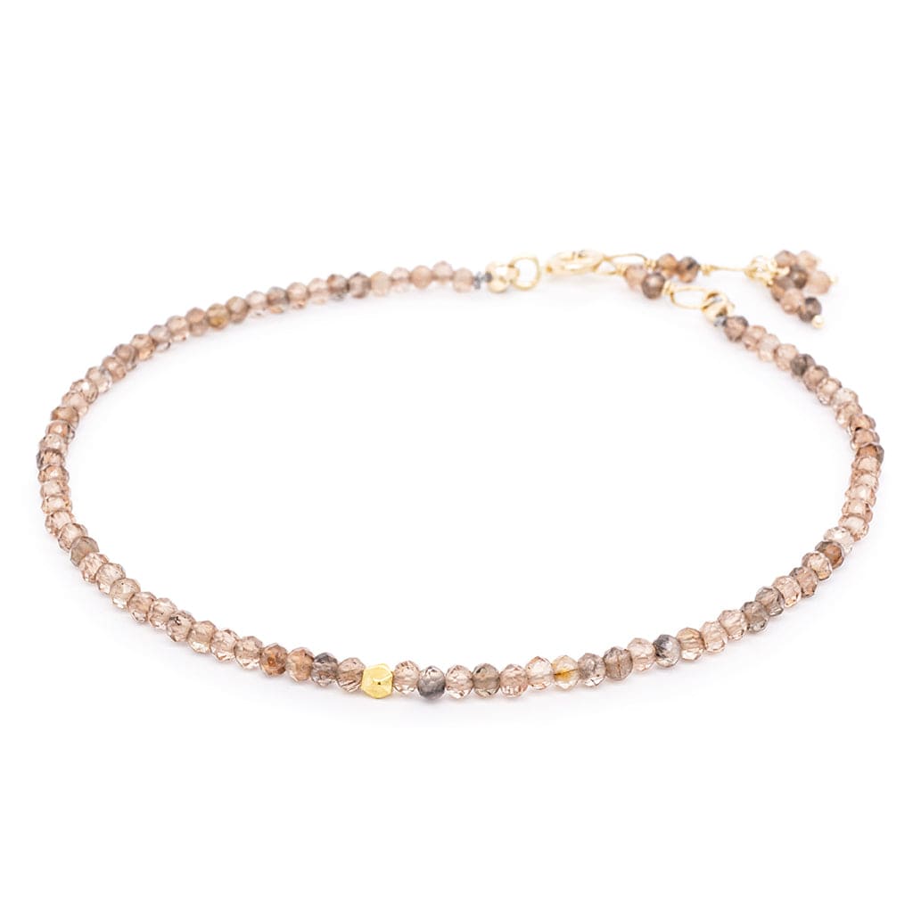 BRC-14K Single Wrap Gemstone Bracelet - Champagne Garnet