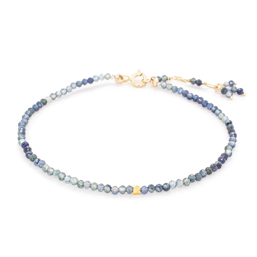 BRC-14K Single Wrap Gemstone Bracelet - Gradient Blue Sapp