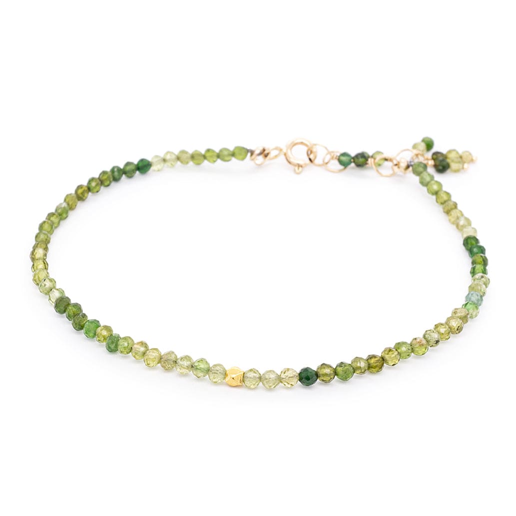 BRC-14K Single Wrap Gemstone Bracelet - Green Tourmaline