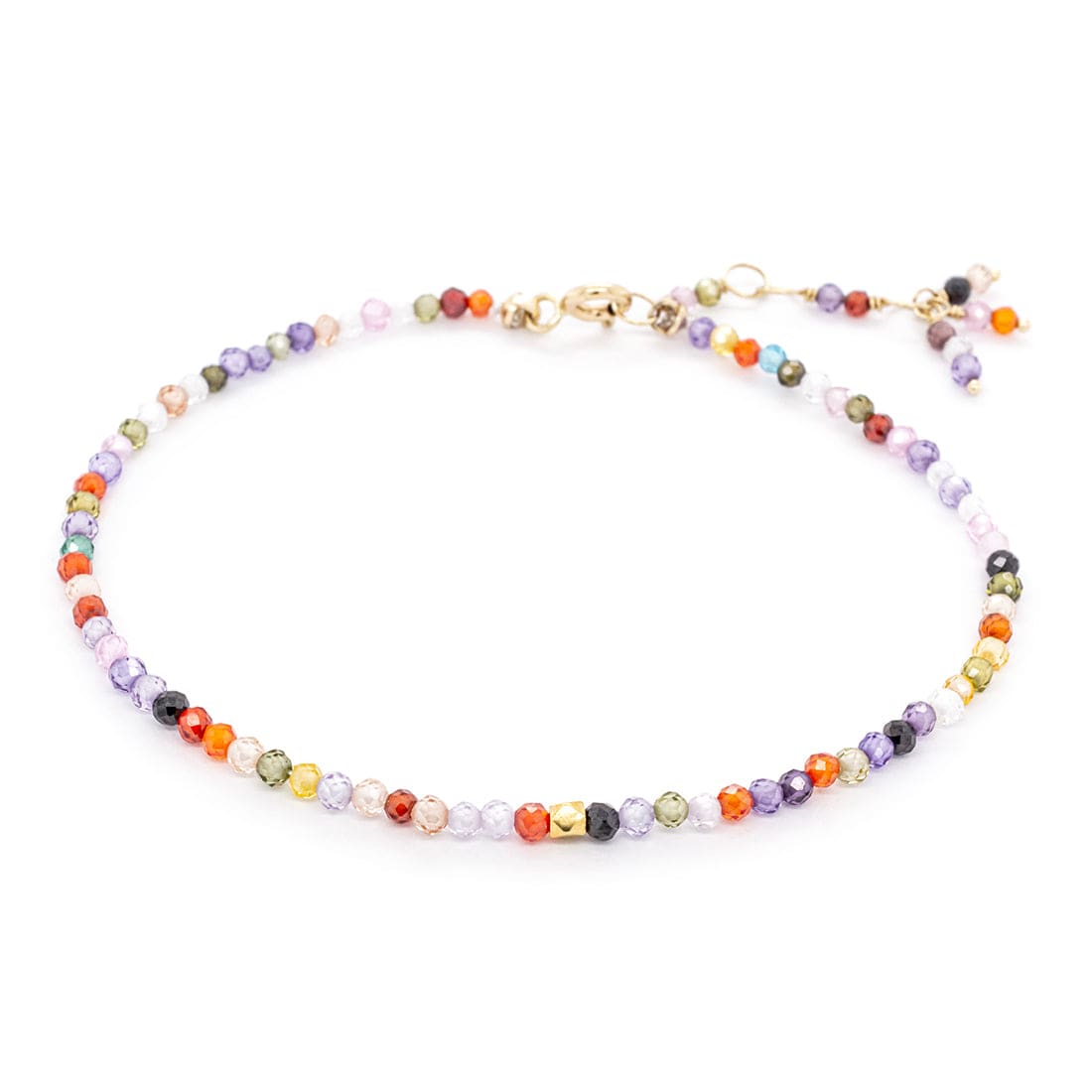 BRC-14K Single Wrap Gemstone Bracelet - Multi CZ