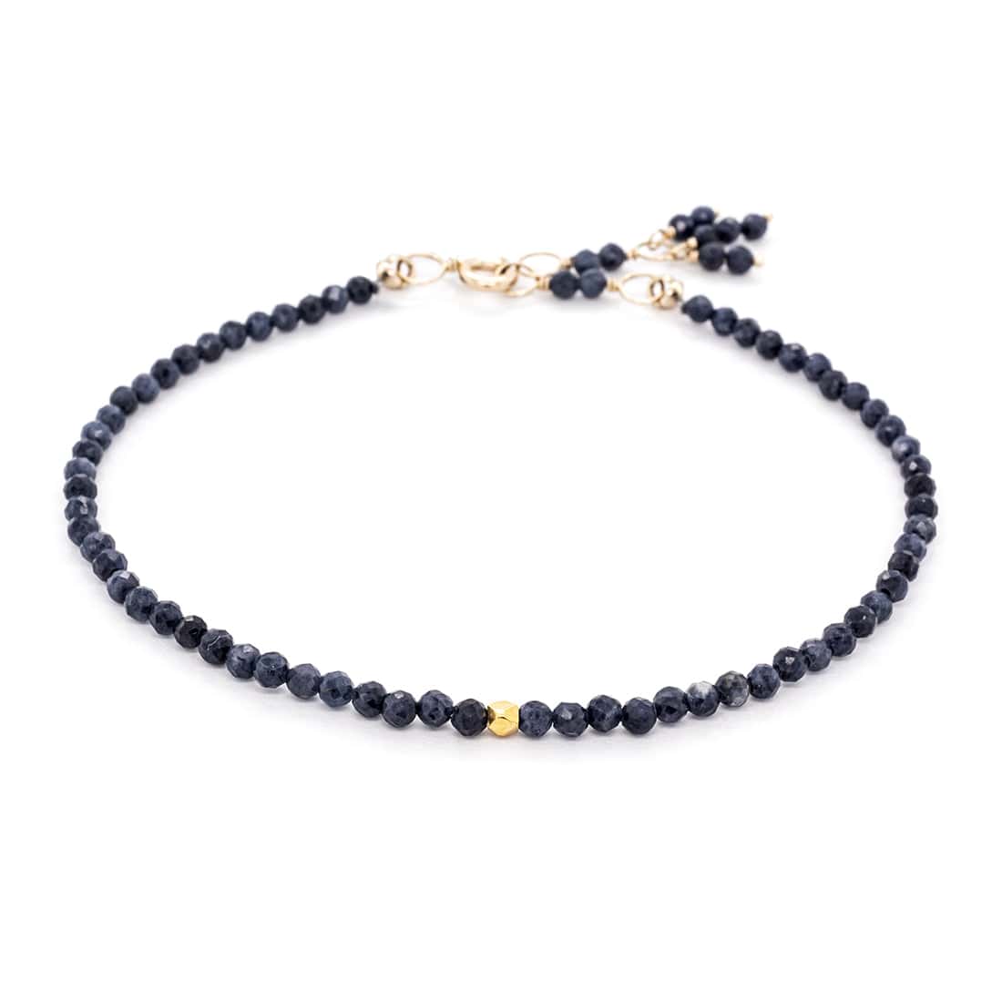 BRC-14K Single Wrap Gemstone Bracelet - Opaque Blue Sapphi
