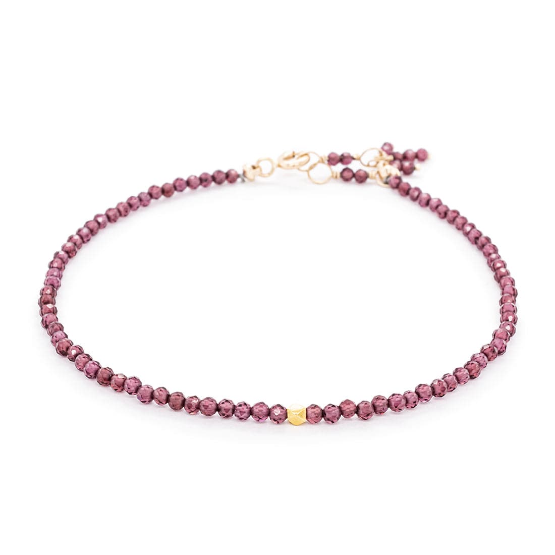 BRC-14K Single Wrap Gemstone Bracelet - Pink Garnet