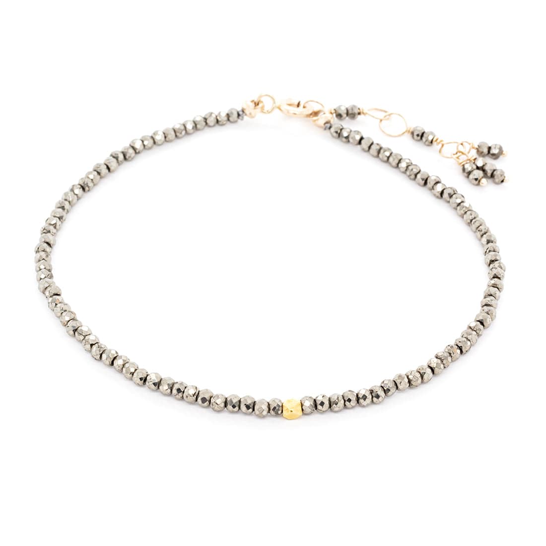 BRC-14K Single Wrap Gemstone Bracelet - Pyrite