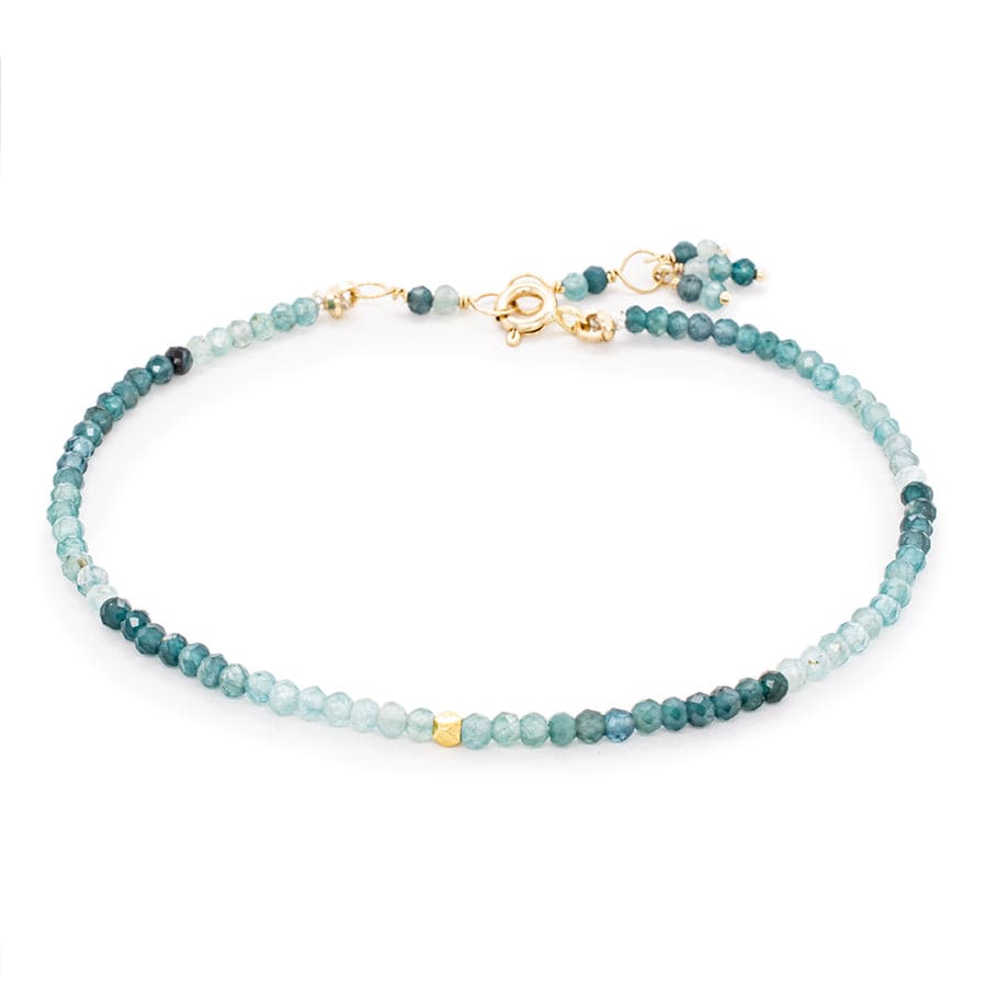 BRC-14K Single Wrap Gemstone Bracelet - Teal Grandidierite