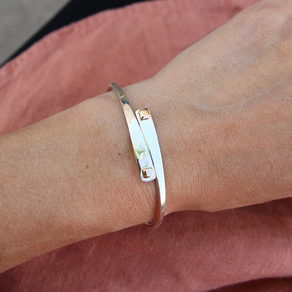 BRC-14K Square Swing Bracelet in Sterling Silver & 14k Gold