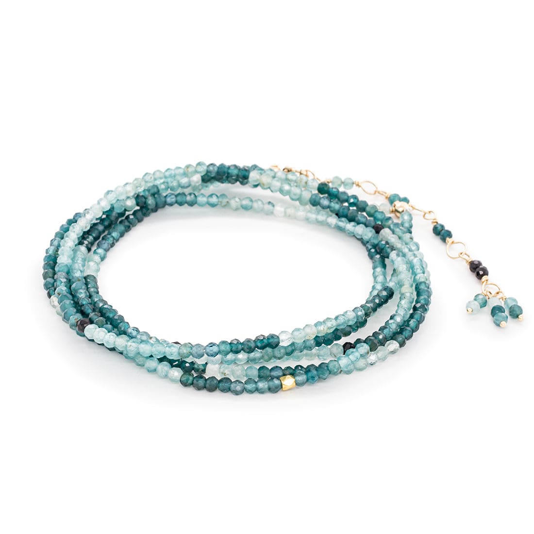 BRC-14K Teal Grandidierite Wrap Bracelet & Necklace
