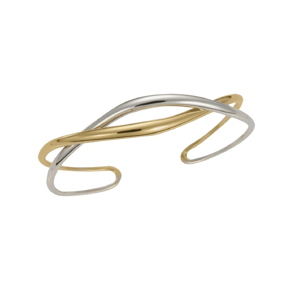 BRC-14K Two Tone Tendril Cuff Bracelet - Medium