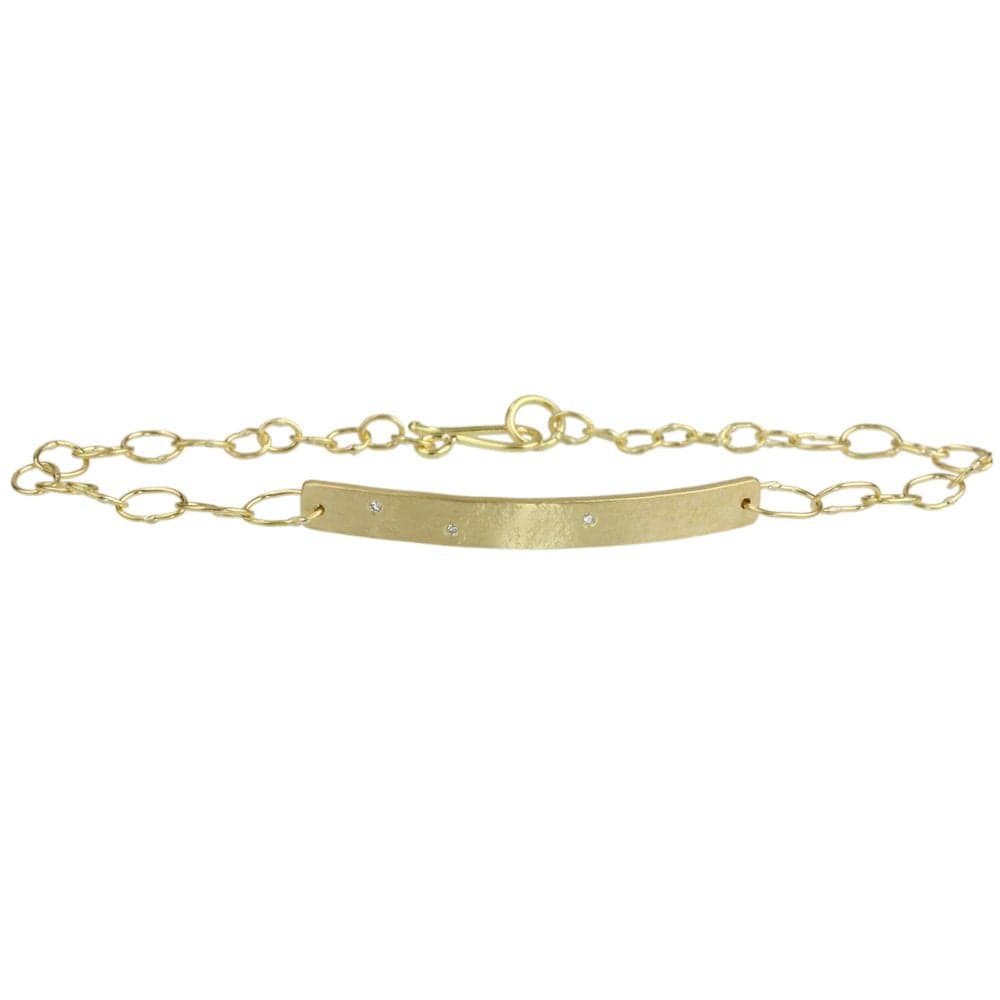 BRC-18K 18k Gold 4mm ID Bracelet with 3 Scattered Diamonds