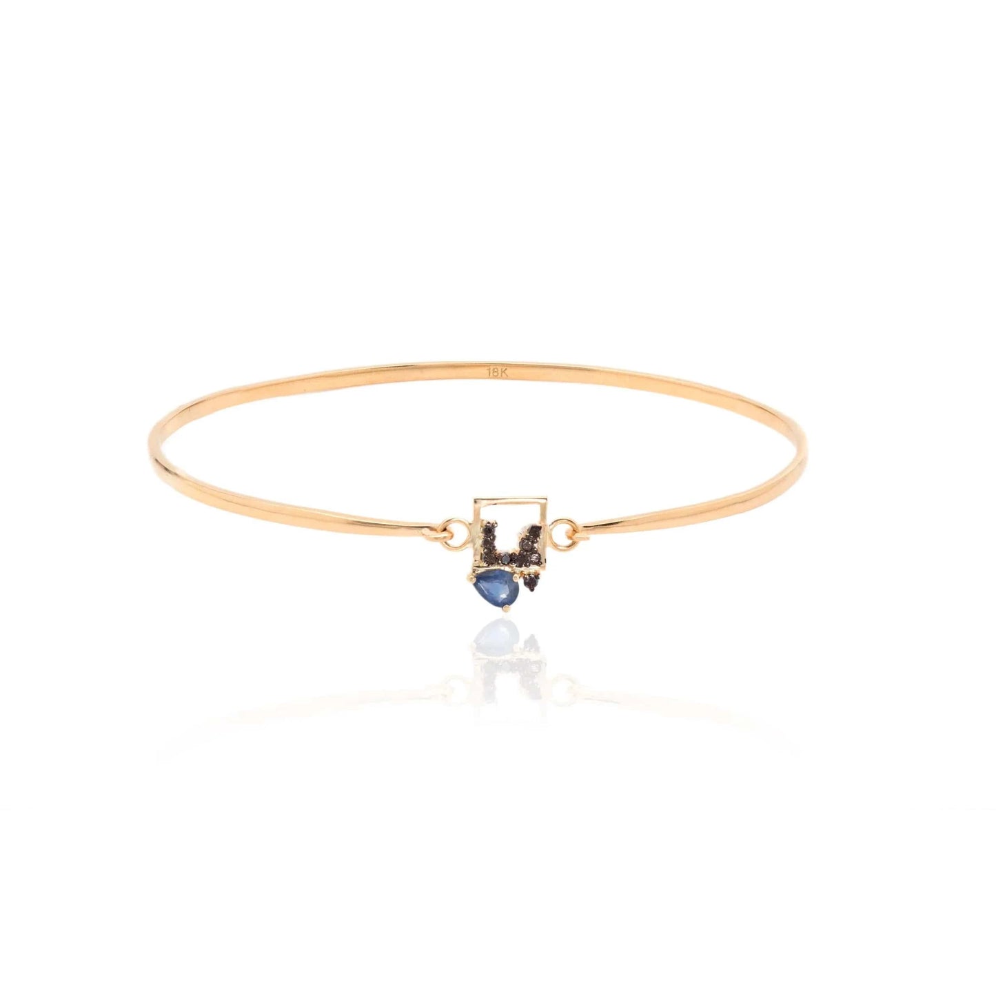 BRC-18K 18k Gold Ceres Bangle - Blue Sapphire & Black Diam