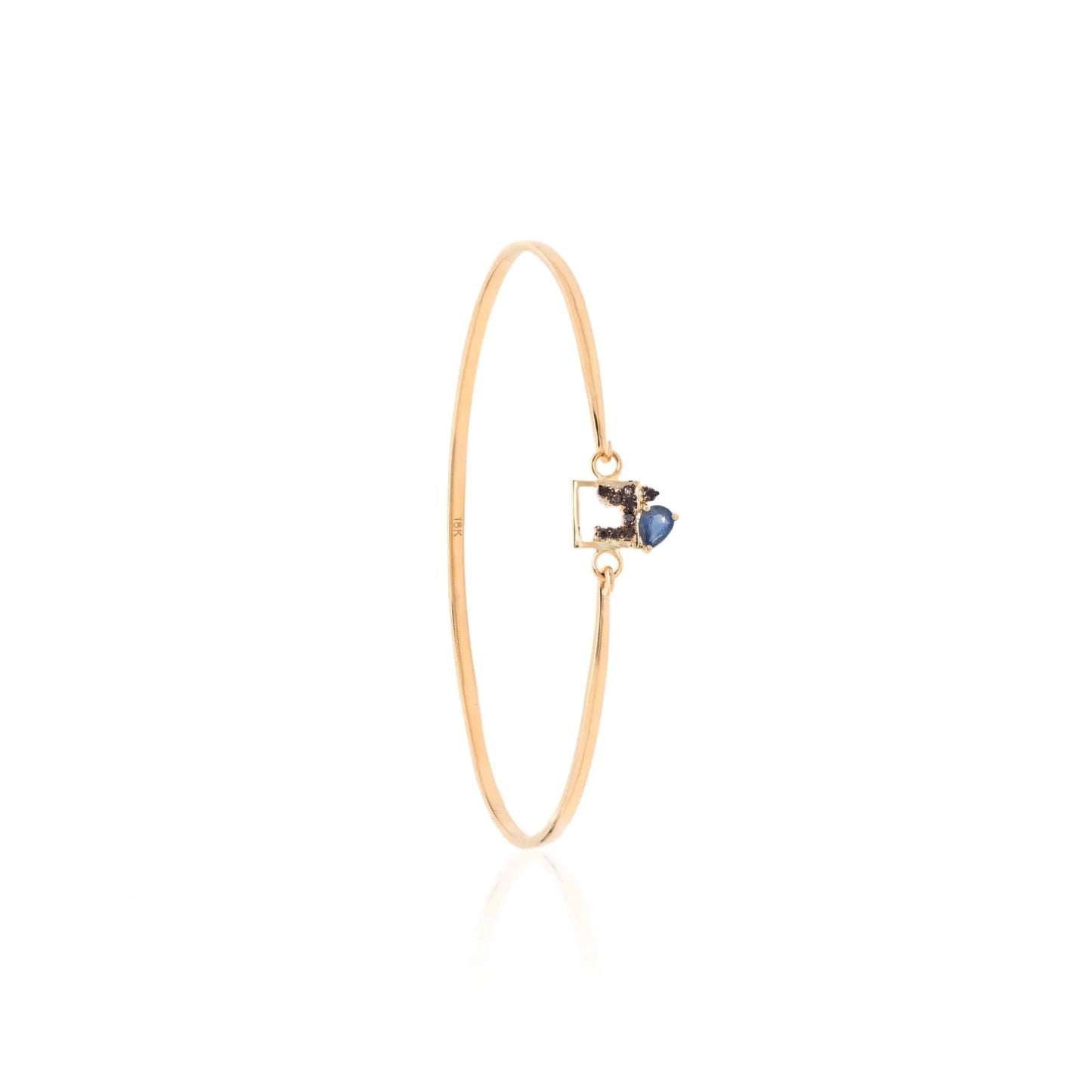 BRC-18K 18k Gold Ceres Bangle - Blue Sapphire & Black Diam