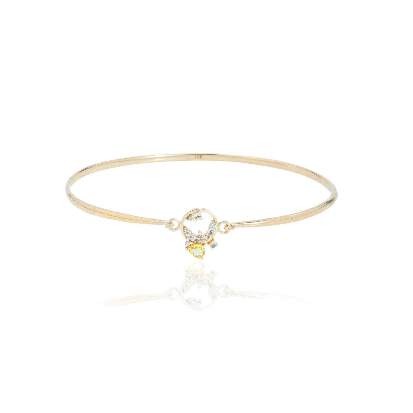 BRC-18K 18k Gold Gaia Bangle - Yellow & Green Sapphires