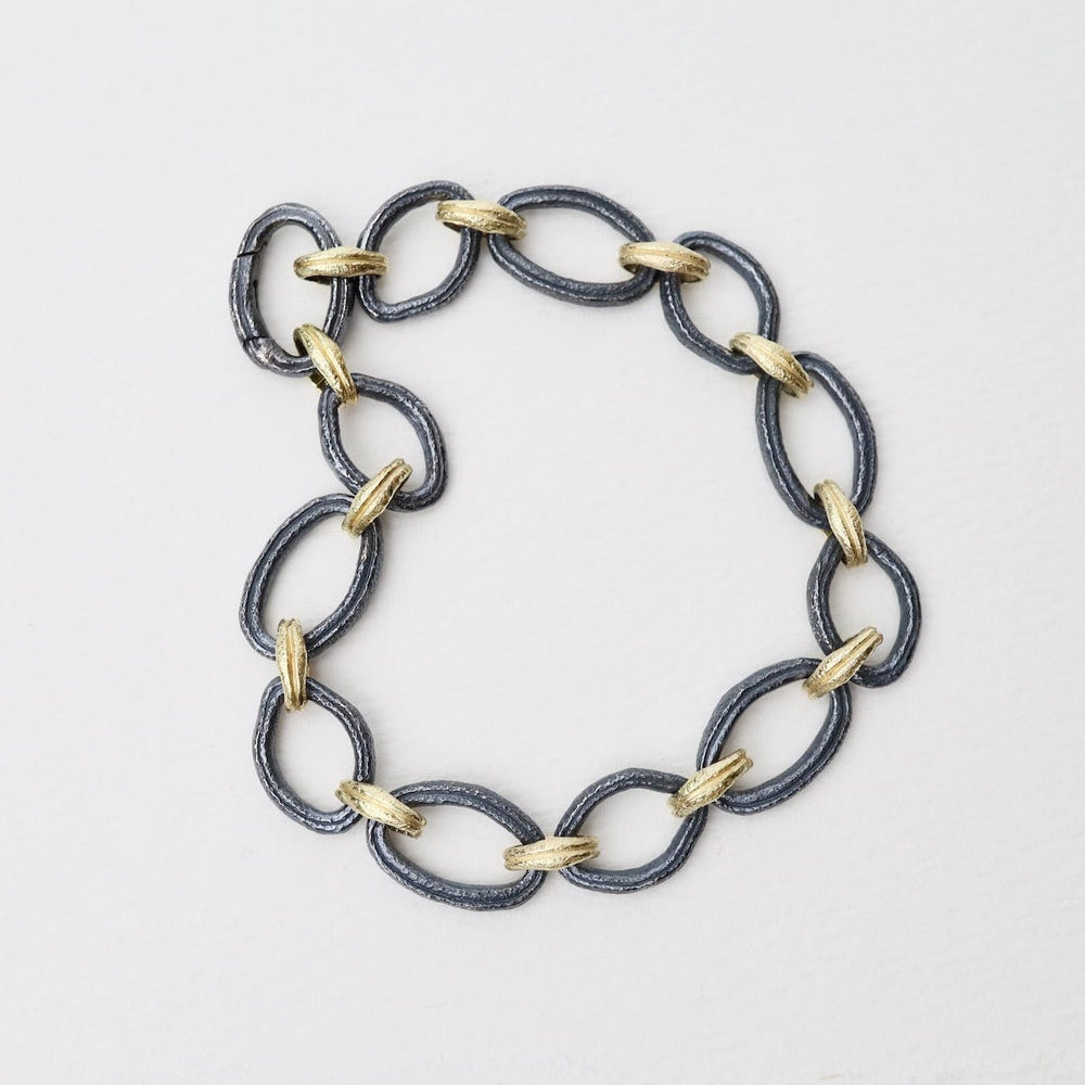 BRC-18K 18k Yellow Gold & Oxidized Sterling Silver Bracelet