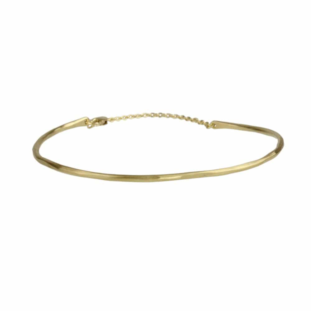 BRC-18K 18k Yellow Gold Simple Vine Cuff with Safety Chain