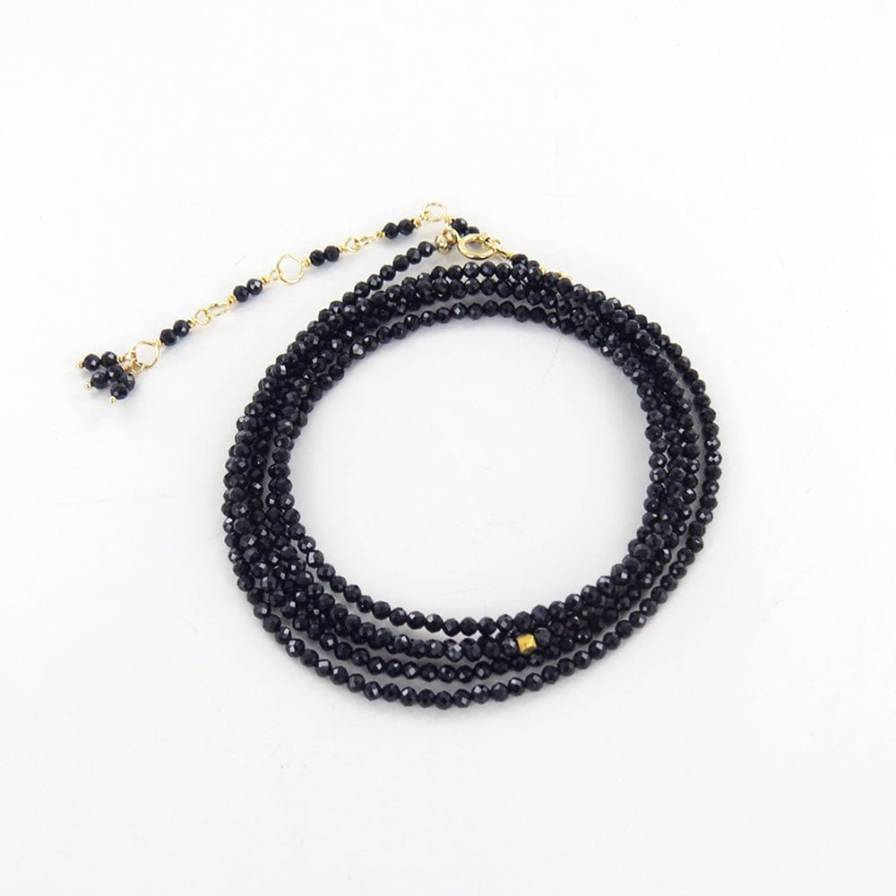 BRC-18K Black Spinel Wrap Bracelet & Necklace