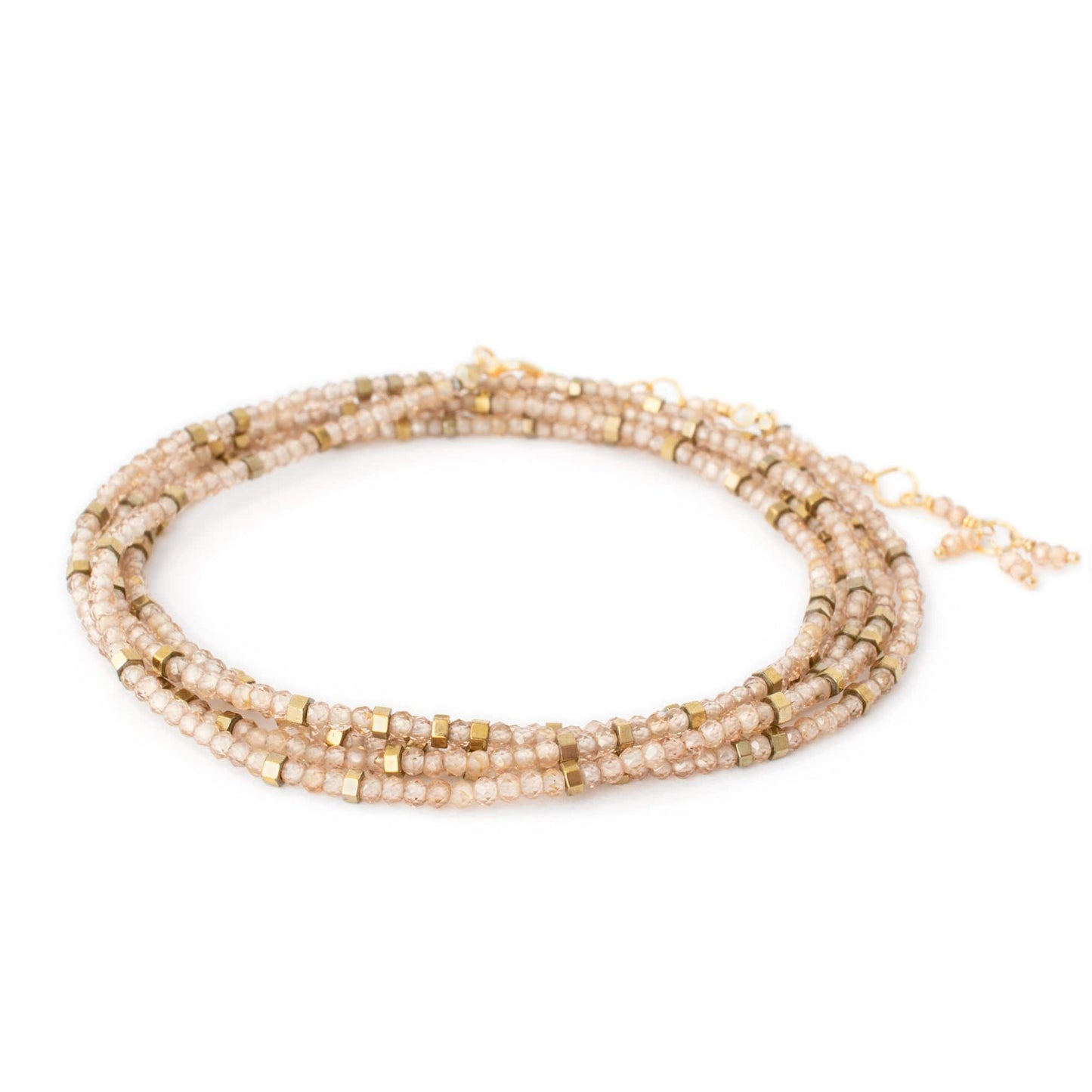 BRC-18K Confetti Brown Zircon Bead Wrap Bracelet & Necklace