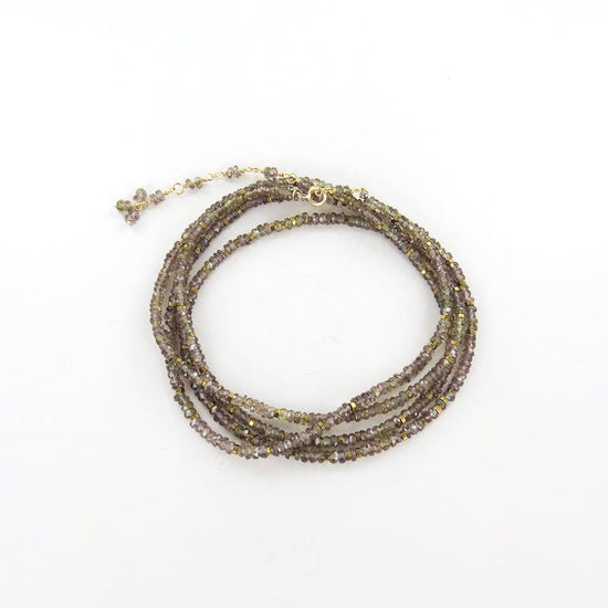 BRC-18K Confetti Champagne Garnet Wrap Bracelet & Necklace