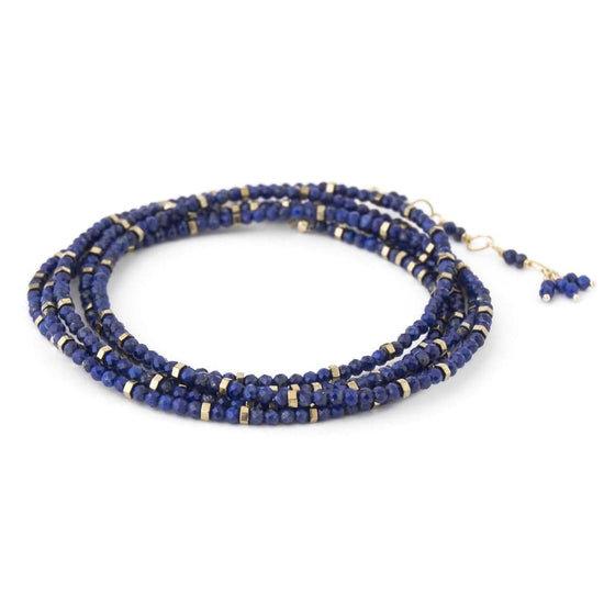 BRC-18K Confetti Lapis Bead Wrap Bracelet & Necklace
