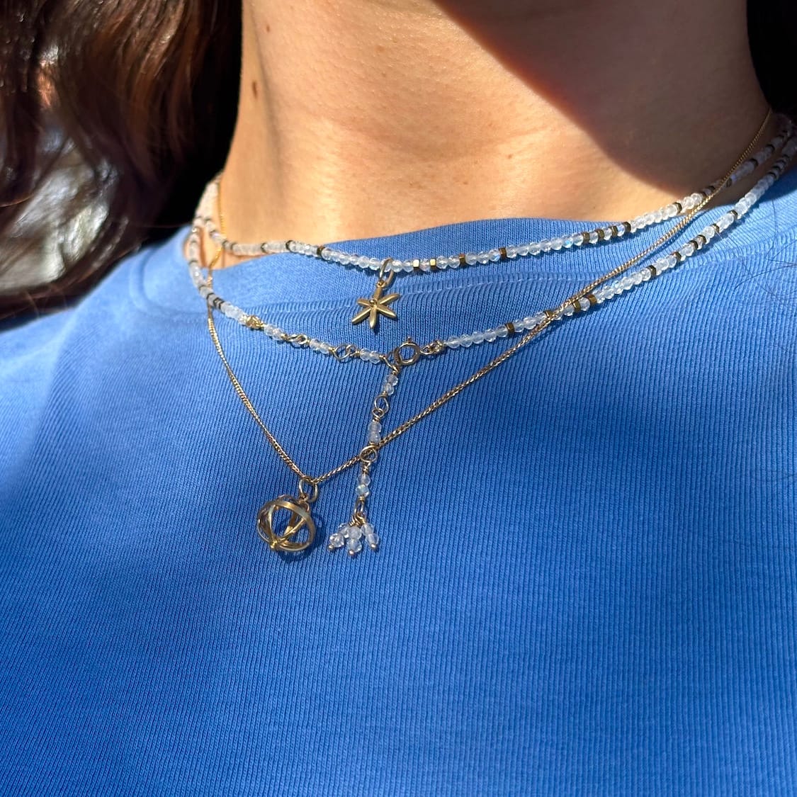 BRC-18K Confetti Moonstone Wrap Bracelet & Necklace
