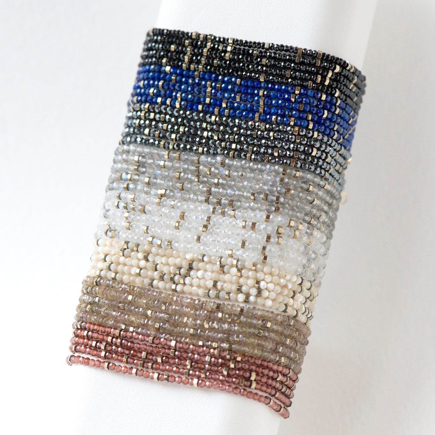 BRC-18K Confetti Moonstone Wrap Bracelet & Necklace