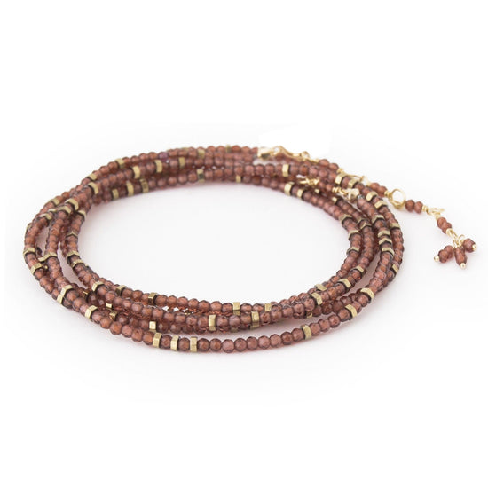 BRC-18K Confetti Red Garnet Bead Wrap Bracelet & Necklace