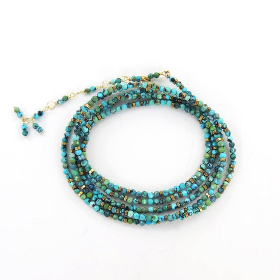 BRC-18K Confetti Turquoise Wrap Bracelet & Necklace