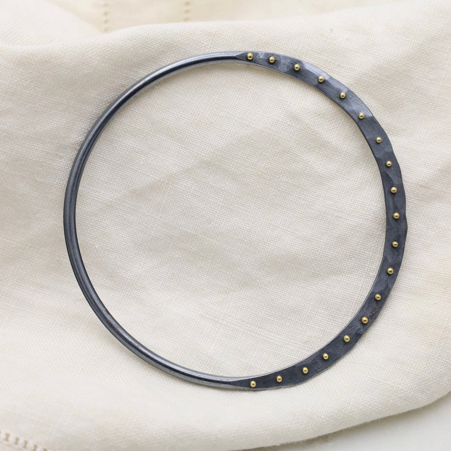 BRC-18K Crescent Bangle in Oxidized Sterling Silver & 18K Gold