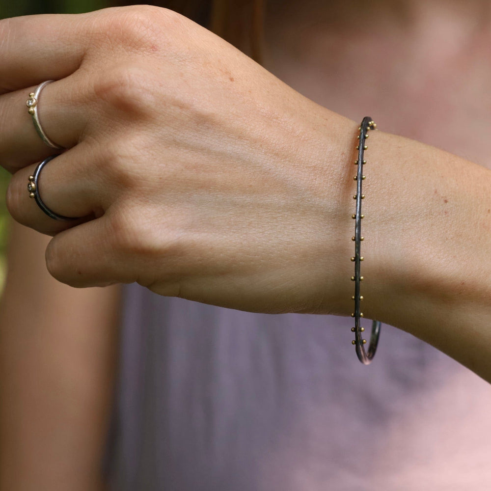 BRC-18K Crescent Bangle in Oxidized Sterling Silver & 18K Gold