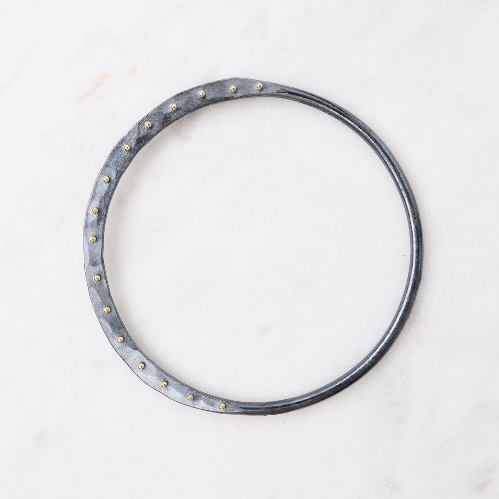 BRC-18K Crescent Bangle - Oxidized Silver  & 18k Gold Dots