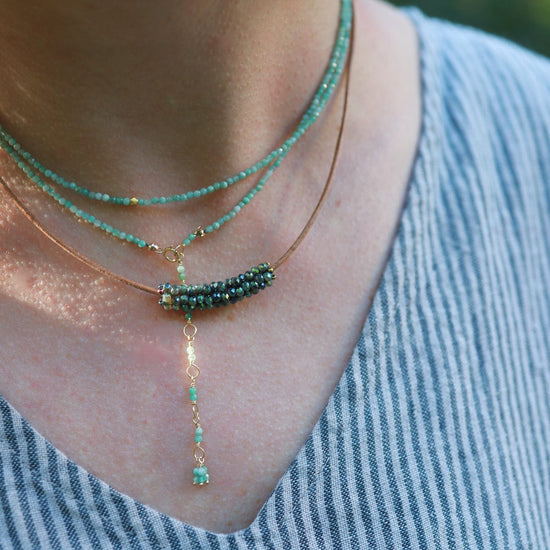 Load image into Gallery viewer, BRC-18K Emerald Wrap Bracelet &amp;amp; Necklace
