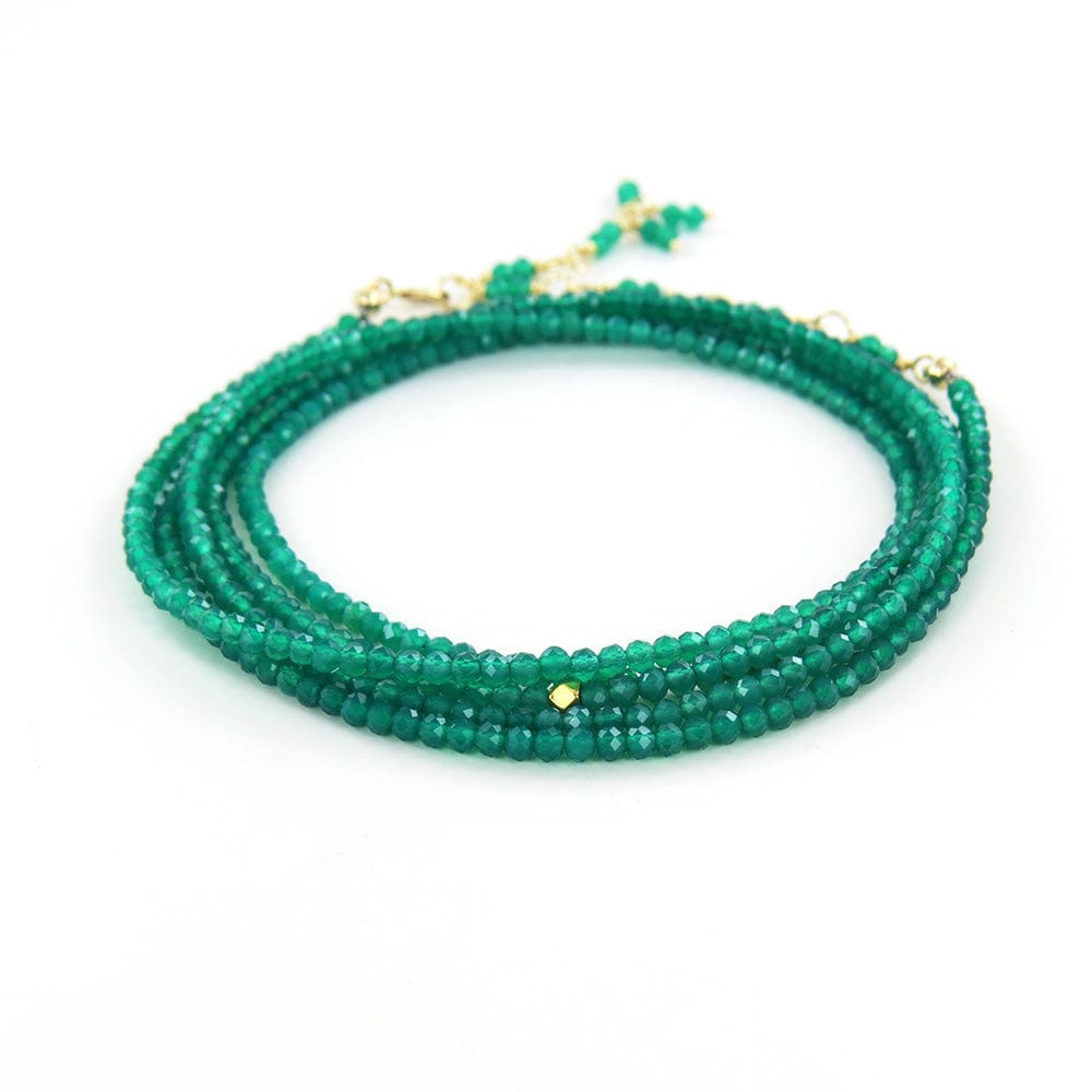 BRC-18K Green Onyx Wrap Bracelet & Necklace