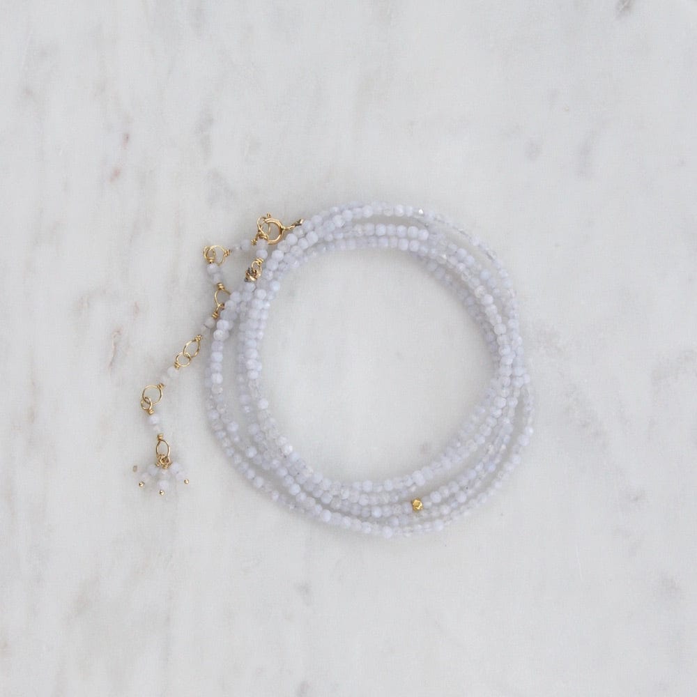 BRC-18K Light Blue Chalcedony Wrap Bracelet & Necklace
