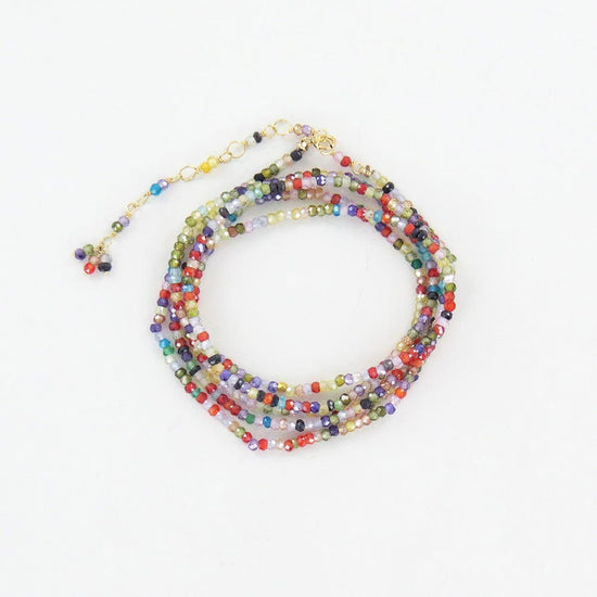 BRC-18K Multi Colored CZ Wrap Bracelet & Necklace