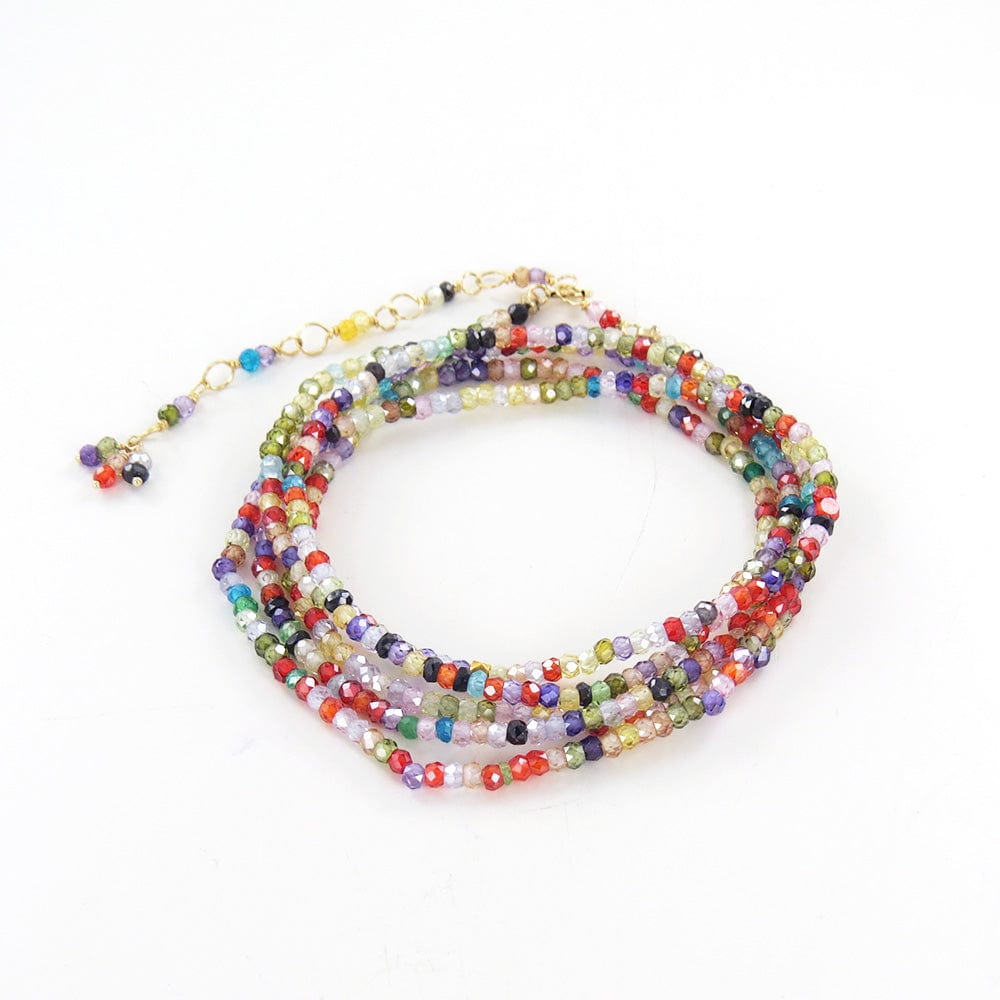 BRC-18K Multi Colored CZ Wrap Bracelet & Necklace