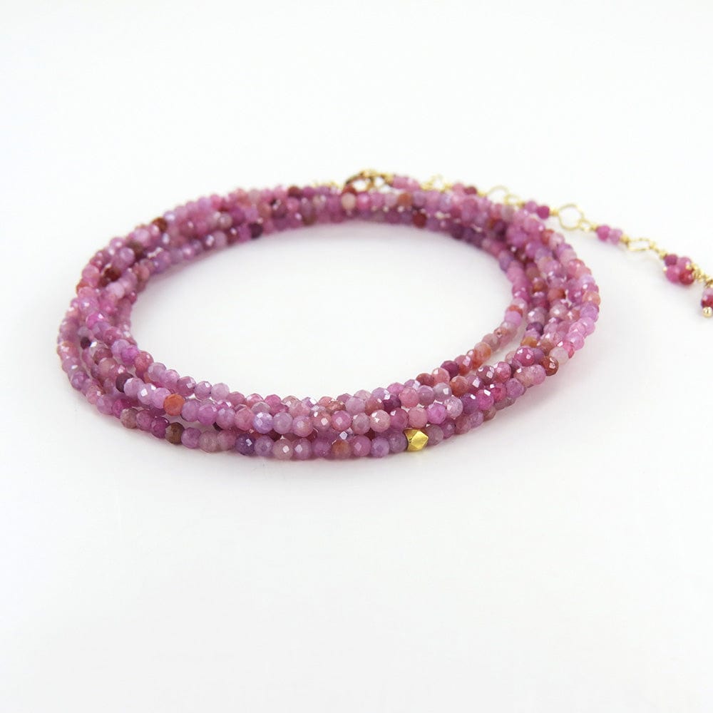 BRC-18K Multi Pink Ruby Wrap Bracelet & Necklace