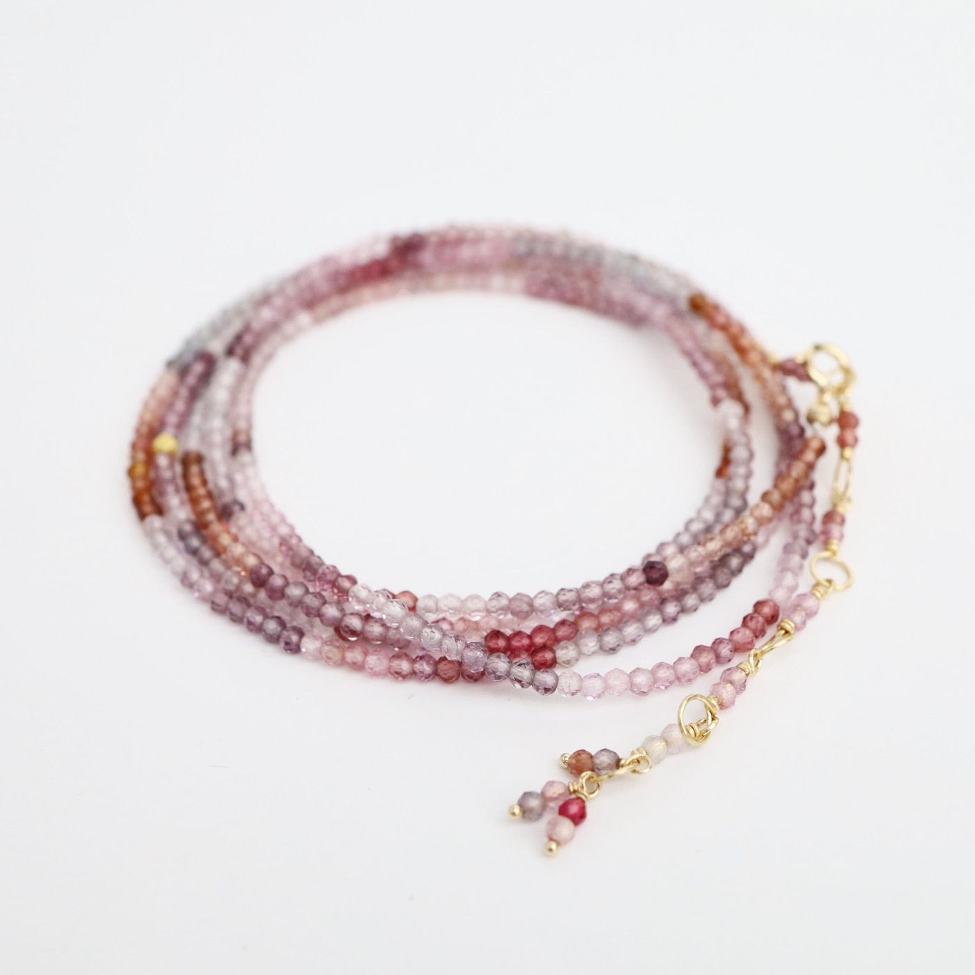 BRC-18K Multicolored Spinel Wrap Bracelet & Necklace with 18k Hex Bead