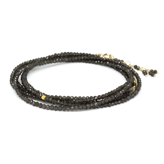 BRC-18K Obsidian Bead Wrap Bracelet & Necklace