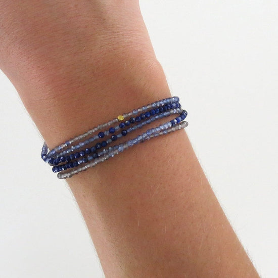 BRC-18K Ombre Blue Wrap Bracelet & Necklace