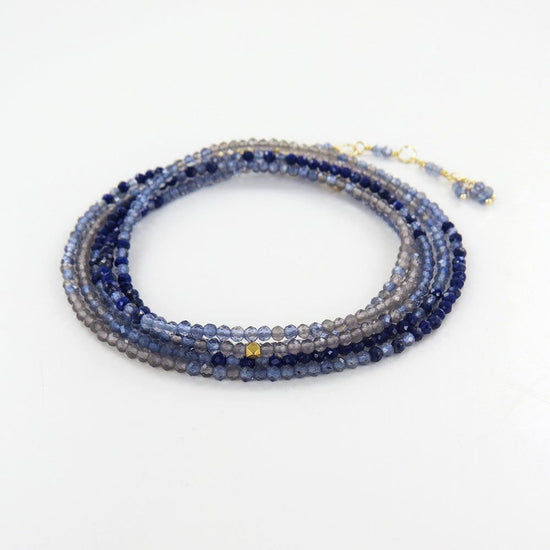 BRC-18K Ombre Blue Wrap Bracelet & Necklace