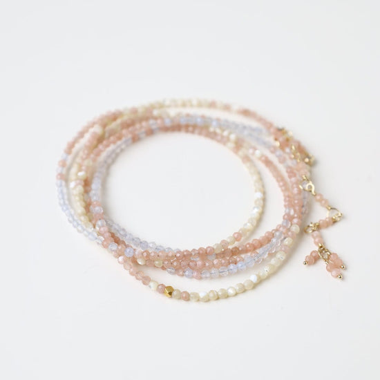Beaded Necklace Seed Bead Pastel Gold Jewelry Blush